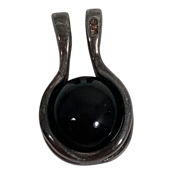 Designer Signed LJ Sterling Silver 925 Pendant ONLY w/ Black Spinning Onyx - Picture 2 of 7